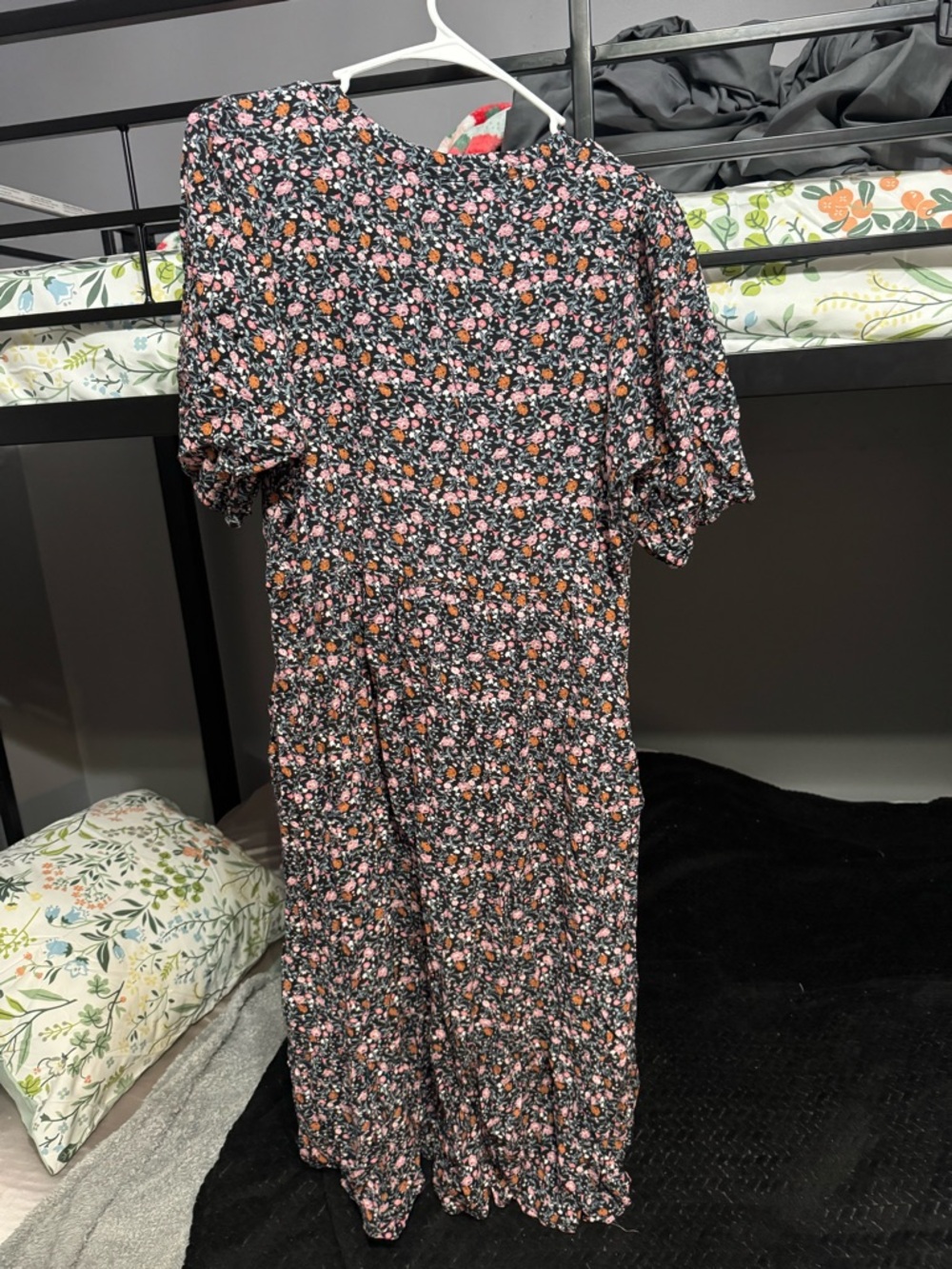 Knox Rose Black Midi Dress with Pink and Orange Floral Print - Picture 2 of 8